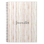 ピンクホワイト金ゴールドストライプ ノートブック (正面)