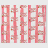 ピンクホワイト金ゴールドベリーファースト誕生日イチゴ ラッピングペーパー (フラット)