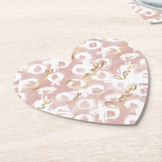 ピンクホワイト金ゴールドラブXO ペーパーコースター (アングル)