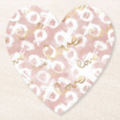 ピンクホワイト金ゴールドラブXO ペーパーコースター (正面)