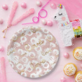 ピンクホワイト金ゴールドラブXO ペーパープレート (パーティー)