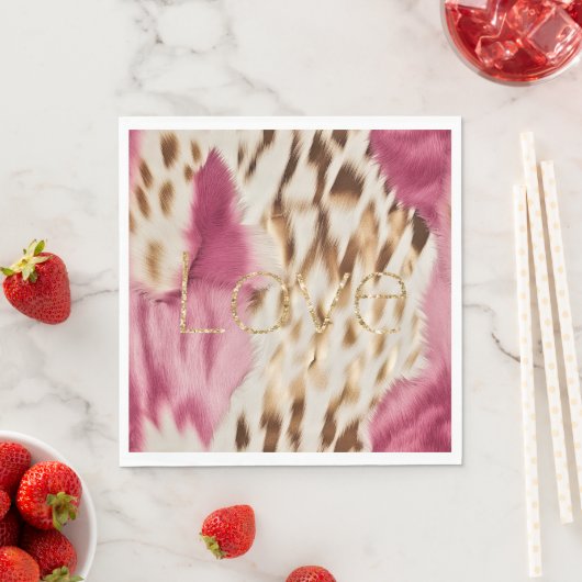 ピンクホワイト金ゴールド南西女性のカーボーイグリッターラブ スタンダードランチョンナプキン (インサイチュ)