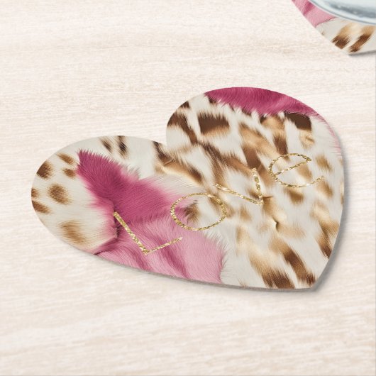 ピンクホワイト金ゴールド南西女性のカーボーイグリッターラブ ペーパーコースター (アングル)