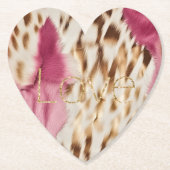 ピンクホワイト金ゴールド南西女性のカーボーイグリッターラブ ペーパーコースター (正面)