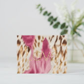 ピンクホワイト金ゴールド南西女性のカーボーイグリッターラブ ポストカード (スタンド正面)