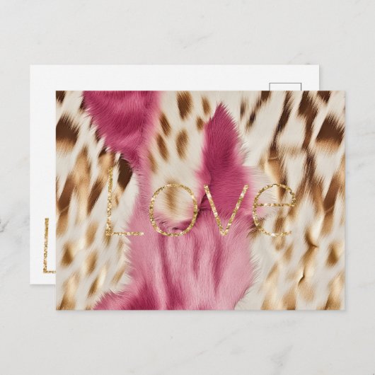 ピンクホワイト金ゴールド南西女性のカーボーイグリッターラブ ポストカード (正面/裏面)