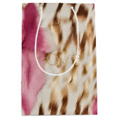 ピンクホワイト金ゴールド南西女性のカーボーイグリッターラブ ミディアムペーパーバッグ (正面)