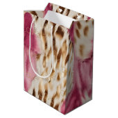 ピンクホワイト金ゴールド南西女性のカーボーイグリッターラブ ミディアムペーパーバッグ (裏面アングル)