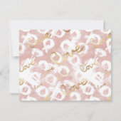 ピンクホワイト金ゴールド愛XO結婚式の日付を保存 セーブザデート (裏面)