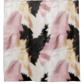 ピンクホワイト金ゴールド黒牛類動物 シャワーカーテン (正面)