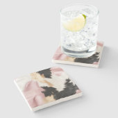 ピンクホワイト金ゴールド黒牛類動物 ストーンコースター (横)