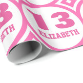 ピンクホワイト1310代の誕生日名前をカスタムするA8E ラッピングペーパー (ロールコーナー)