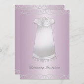 ピンクホワイト《キリスト教》洗礼式や命名式ガウンガール《キリスト教》洗礼式や命名式 招待状 (正面/裏面)