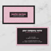 ピンクホワイト&ブラックアートデコ幾何学模様 名刺 (正面/裏面)