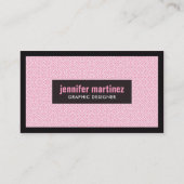 ピンクホワイト&ブラックアートデコ幾何学模様 名刺 (正面)