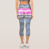 ピンクホワイト&ブルー絞り染めツイスト揺れスタイル カプリレギンス (裏面)