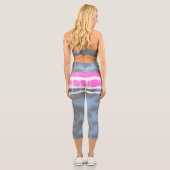 ピンクホワイト&ブルー絞り染めツイスト揺れスタイル カプリレギンス (裏面)