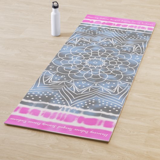 ピンクホワイト&ブルー絞り染めツイスト揺れスタイル ヨガマット (インサイチュ)