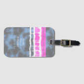 ピンクホワイト&ブルー絞り染めツイスト揺れスタイル ラゲッジタグ (正面横)