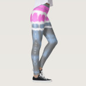 ピンクホワイト&ブルー絞り染めツイスト揺れスタイル レギンス (右)