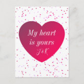 ピンクホワイト&赤いハートキュートモダンバレンタインデー シーズンポストカード (正面)