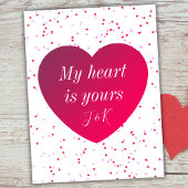 ピンクホワイト&赤いハートキュートモダンバレンタインデー シーズンポストカード