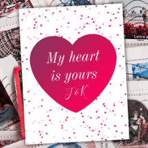 ピンクホワイト&赤いハートキュートモダンバレンタインデー