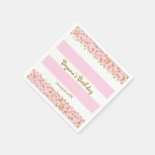 ピンクホワイト&金ゴールド紙吹雪バースデーパーティナプキンス スタンダードカクテルナプキン (角)