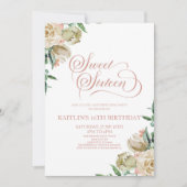 ピンクホワイトSweet sixteen16thバースデーパーティー 招待状 (正面)