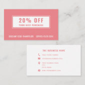 ピンクホワエレガントイトシンプルビジネスロイヤリティプロモーション 割引カード (正面/裏面)