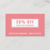 ピンクホワエレガントイトシンプルビジネスロイヤリティプロモーション 割引カード (正面)