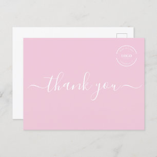 ピンクホワモダンイシンプルトのビジネス感謝していロゴ ポストカード