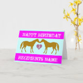 ピンクホースエイジ誕生日カード – ホースエイジカード3 カード (黄色い花)