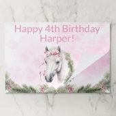 ピンクホースガールバースデーパーティー紙ランチョンマット ペーパーパッド (折り畳み)