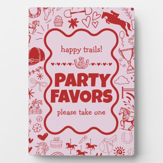 ピンクホースガール馬術誕生日パーティーの好意 フォトプラーク (正面)