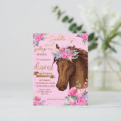 ピンクホースバースデーパーティー女性のカーボーイ ポストカード (スタンド正面)