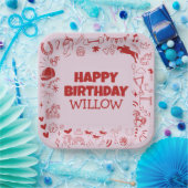 ピンクホースユニークガールジュエストリアンポニー誕生日 ペーパープレート (パーティー)