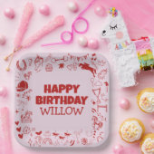 ピンクホースユニークガールジュエストリアンポニー誕生日 ペーパープレート (パーティー)