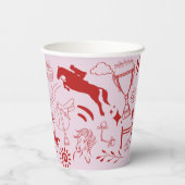 ピンクホースユニークガールジュエストリアンポニー誕生日 紙コップ (裏面)
