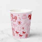ピンクホースユニークガールジュエストリアンポニー誕生日 紙コップ (左)