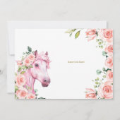 ピンクホース誕生日パーティー、女の子誕生日 招待状 (裏面)