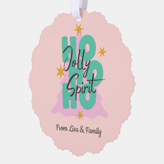 ピンクホーホクリスマスカスタムオーナメントカード オーナメントカード (左)