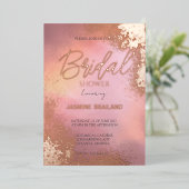 ピンクホームブルコズミックウォッシュブライダルシャワースパークル 箔招待状 (立ち正面)