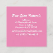 ピンクホームメイドオーガニックナチュラルスキンケア製品 スクエア名刺 (裏面)