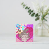 ピンクホームメイドオーガニックナチュラルスキンケア製品 スクエア名刺 (スタンド正面)