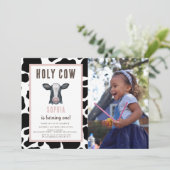 ピンクホーリーカウイワンワン誕生日招待状 招待状 (スタンド正面)