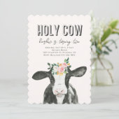 ピンクホーリーカウズ誕生日招待状 |牛の招待状 招待状 (スタンド正面)