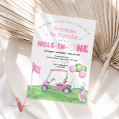 ピンクホールインワンエイジゴルフ誕生日招待状 招待状