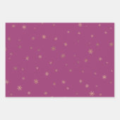 ピンクボイセンベリークリスマス金ゴールド雪片 ラッピングペーパーシート (正面)