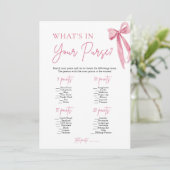 ピンクボウあなたの財布のゲームの中に何があるブライダルシャワー 招待状 (スタンド正面)